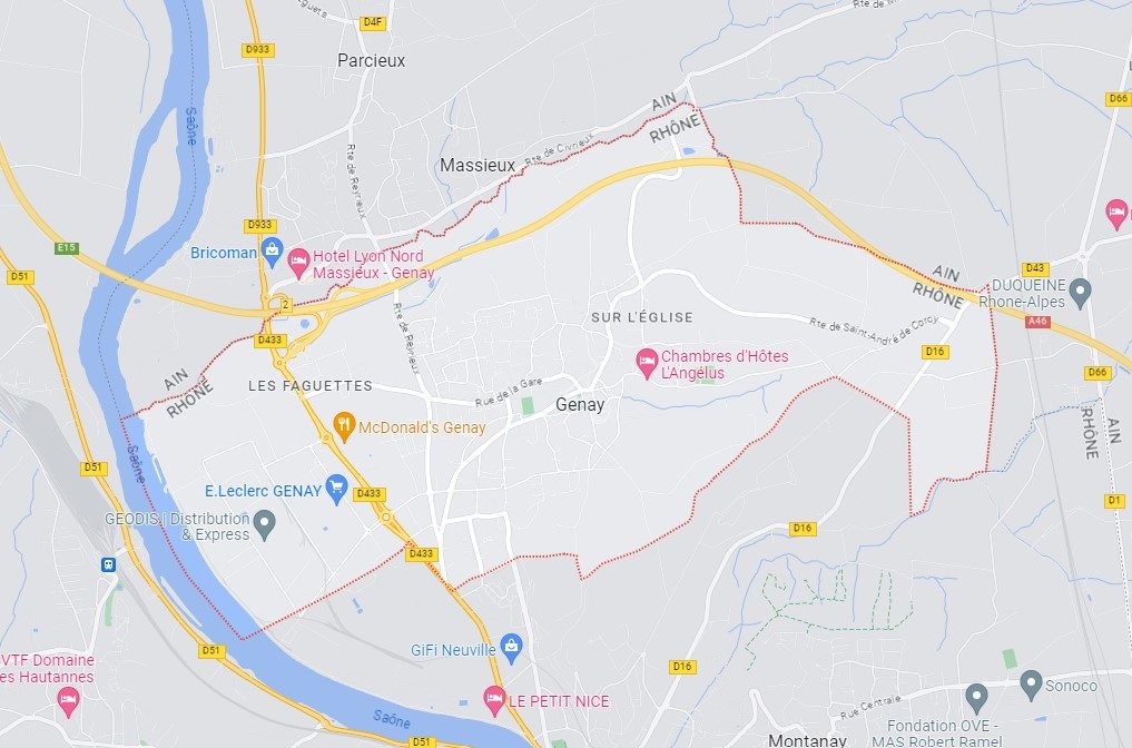 La commune de Genay près de Lyon