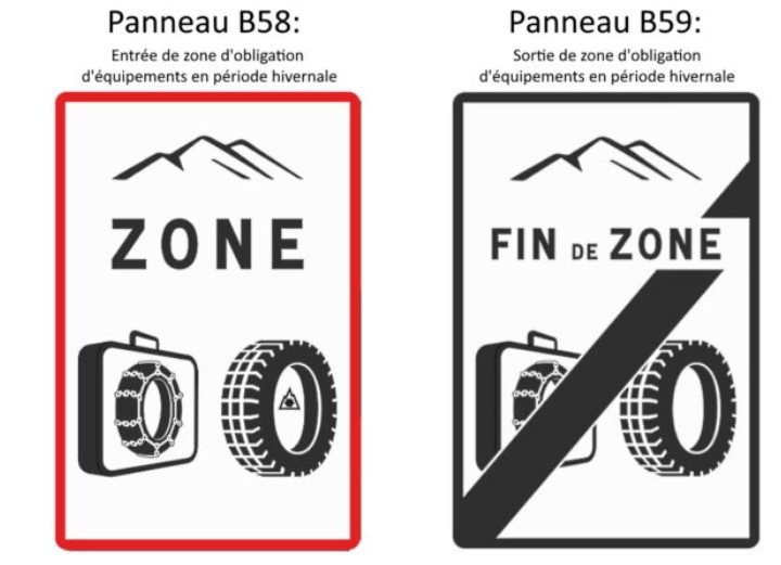 panneau b58 et b59 loi montagne hiver pneus