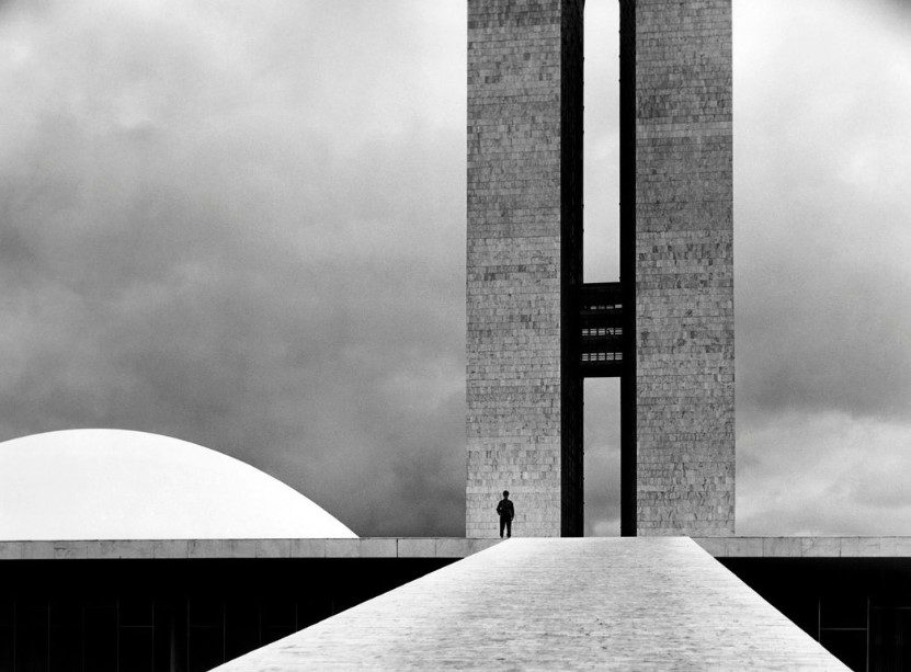 © Erwitt / Brasilia, Brazil. 1961. The National Congress building by Oscar Niemeyer